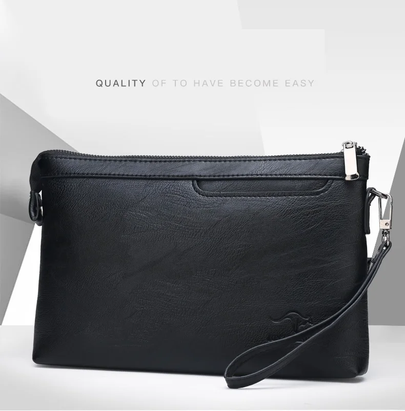 Custom Logo High Quality Luxury Leather Men Envelope Purse Fashion