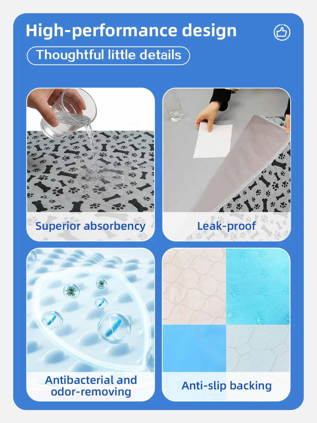 Wholesale Ultra Absorbent Eco-Friendly PVC Dog Pee Pad Reusable Washab - product detail 3