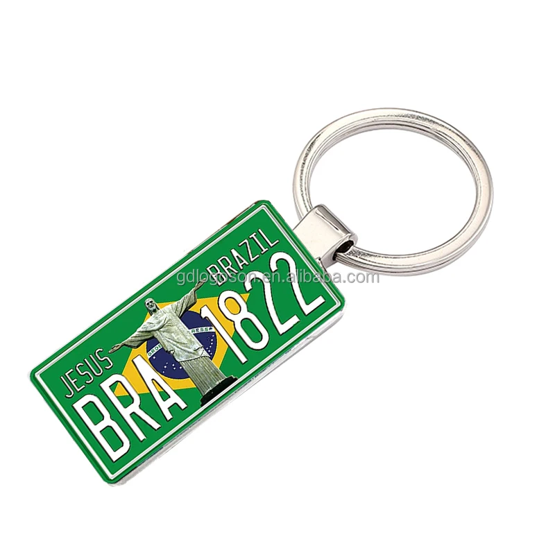 Factory Wholesale Vintage Fashion Brazil Jesus Mini License Plate Zinc Alloy Keychains Custom Logo Durable Metal Souvenir
