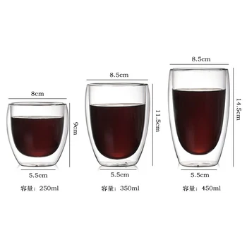 BCnmviku Double walled Round Cup and Processing Insulation Hot Handmade Coffee Mug Heat Resistant Borosilicate Glass Tea