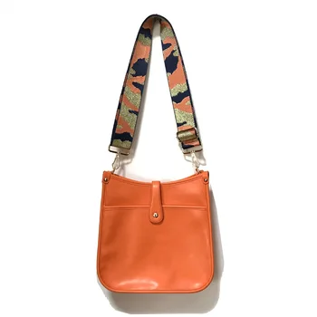 2024 New wholesale ladies orange color PU leather crossbody bag high quality messenger bag for women