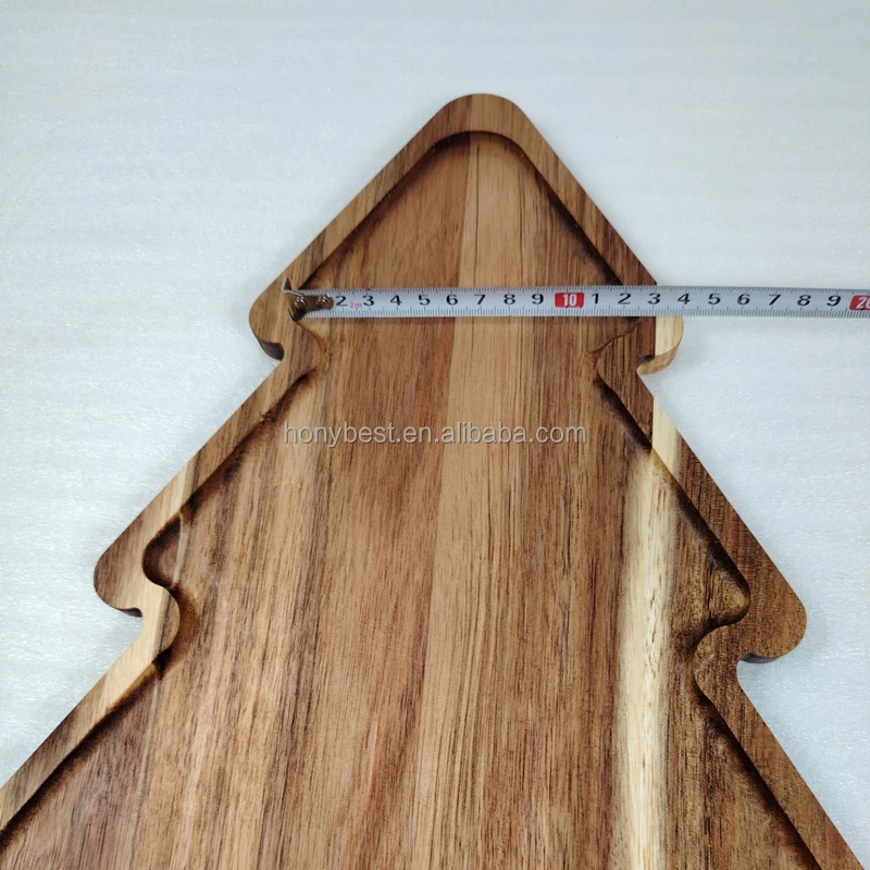 Natural Wooden Christmas Tree Serving Tray Charcuterie Board Christmas
