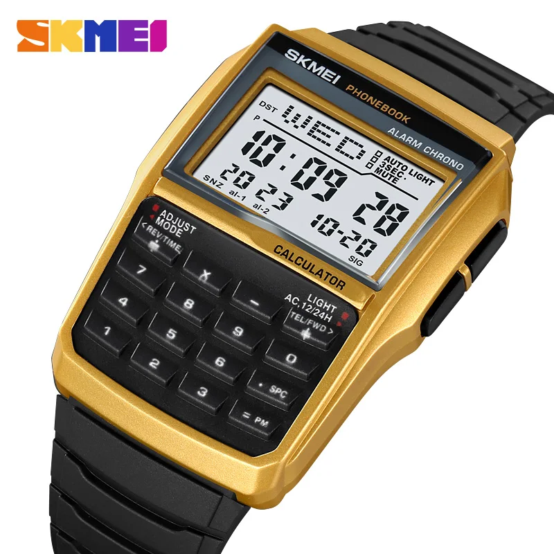 SKMEI 2255 Calculate Design Fashion Sport Men's Watch Led Display Waterproof Alarm Clock Digital Wristwatch Relogio Masculino