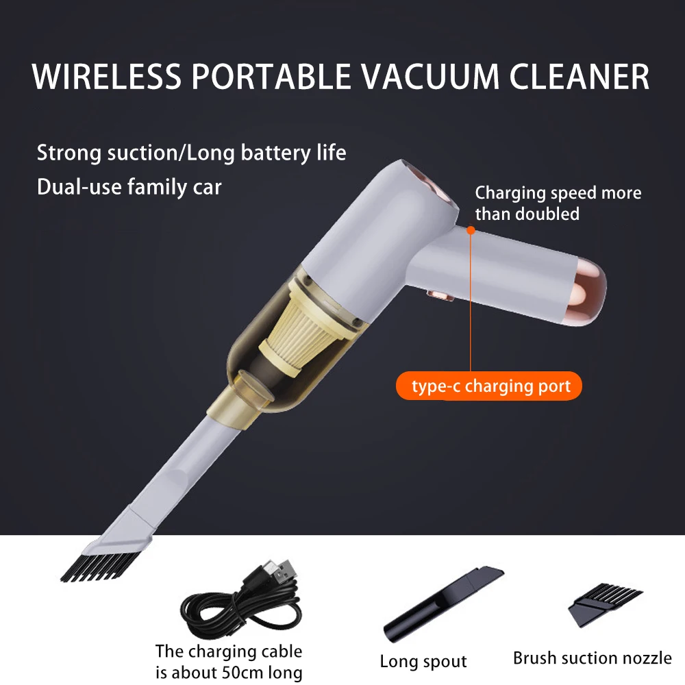 Portable High-Power Wireless Mini Vacuum Cleaner Dual-Use Wet and Dry Car Cleaner Rechargeable Handheld Vacuum - view 6
