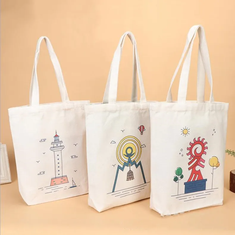 Wholesales 100pcs/Lot Low MOQ Custom Logo Printed Reusable Kakhi Cotton  Canvas Tote Bag for Give Away Travel Shopping Gift - AliExpress