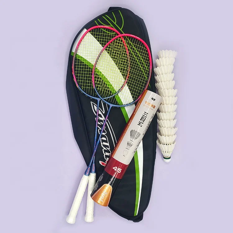 High Quality Ultra-Light Badminton Set 3in1 Shuttles Carbon Fiber Rackets Durable Training Shuttlecock Badminton Racket Ball