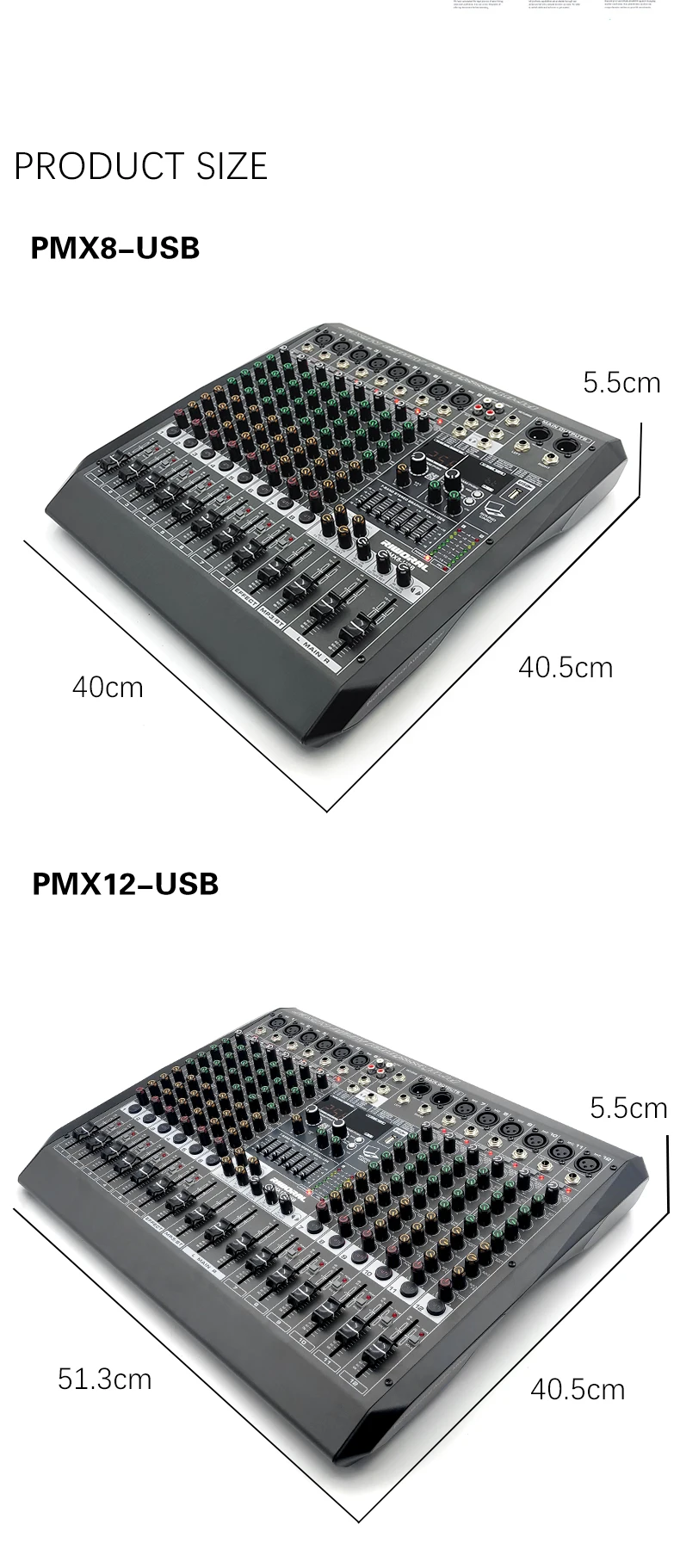 PMX8 DJ Mixer Audio - 8 Channels, 256DSP, 48V Professional Mixer