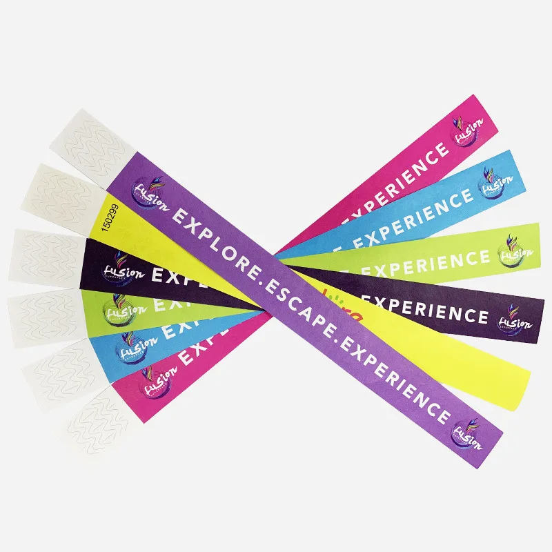 Fast Shipping One Time Use Waterproof Paper Wristbands for Events Rfid Tyvek Wristband With Logo Custom