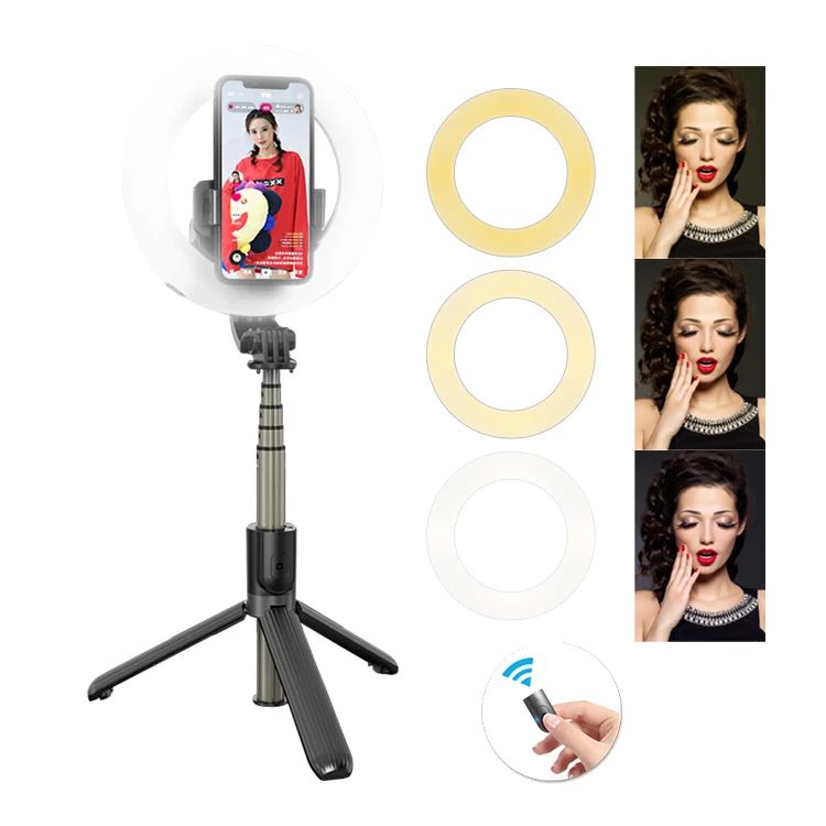 2021 remote controller flexible selfie stick 360 rotation Rign Light led  For Brightness