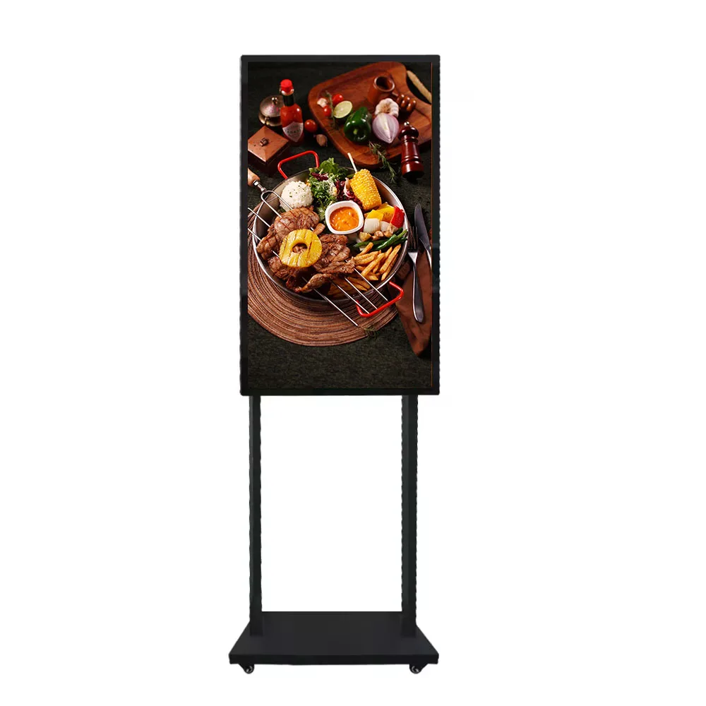 55-Zoll-bewegliche Plakatwerbebildschirme Touchscreen-Kiosk mit hoher Helligkeit Stand-Digital Signage Digital Stand