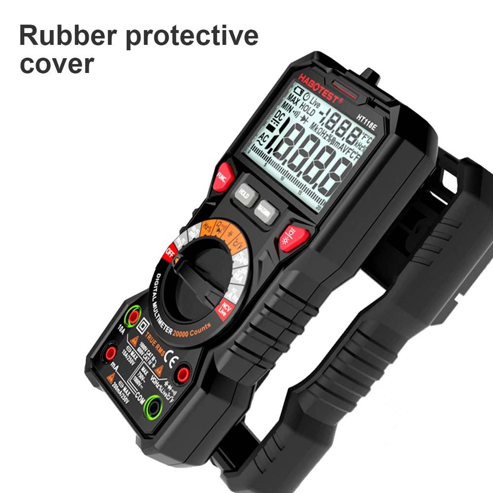 Kingsdun HT118A Professional Digital Multimeter with Test Probe Leads True RMS Auto Range Digital Multimeter Tester