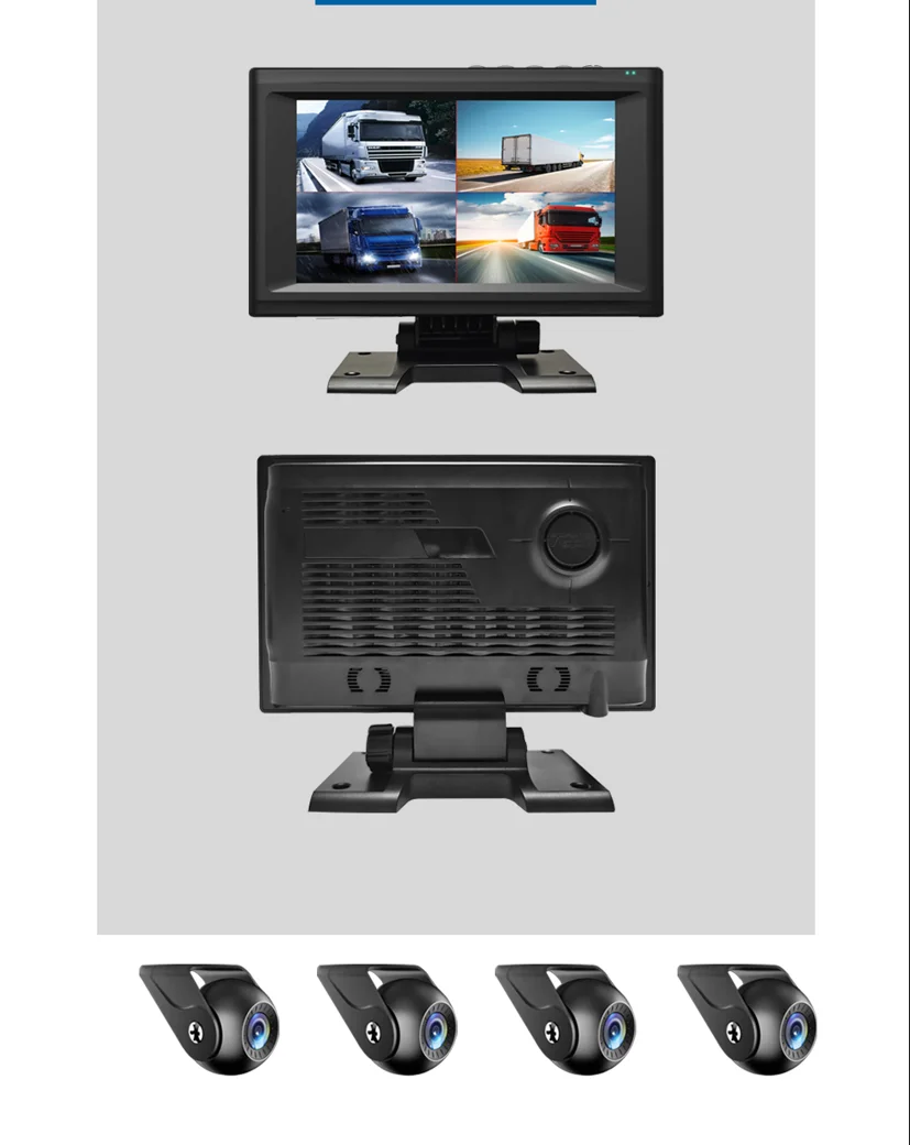 Auto Monitor System 7-Inch Full HD 12V-30V Video Recorder Car Monitoring System with 4 ...