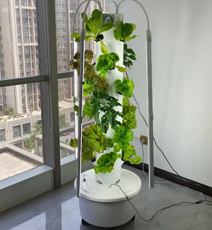 How to Grow Hydroponics Plants Round Shape Vertical Garden Tower Hydroponic