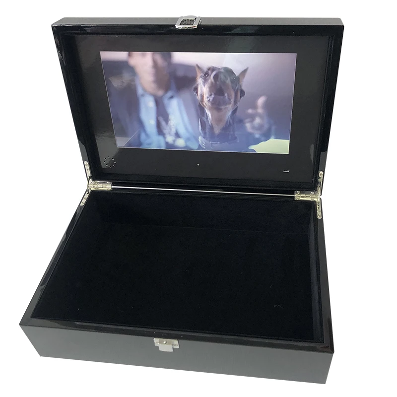 Роскошный Подарочный экран 10-дюймовый Деревянный цифровой ЖК-бокс пианино Черный видео бокс