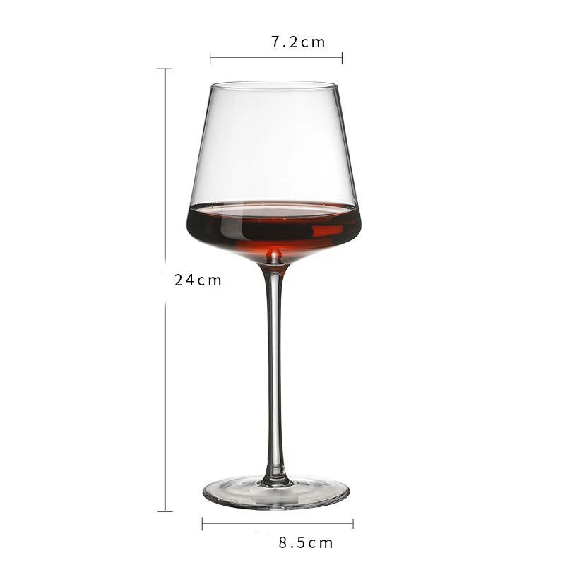 Luxury Restaurant Triangular Head 450ML Lead Free Glassware Crystal Drinking Cups Goblets Red Wine Glass