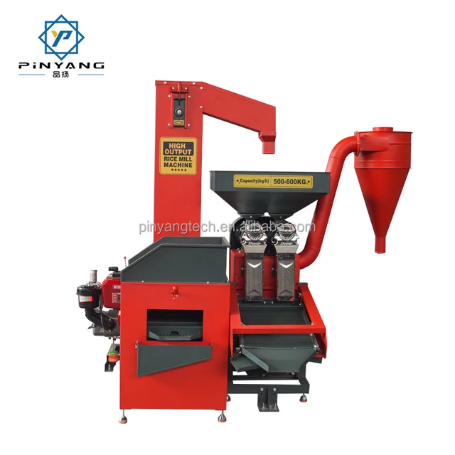 Auto Feed Elevator Small Rice Mill Machine with diesel Engine 6N1000 Double Roll Rice Milling Machine