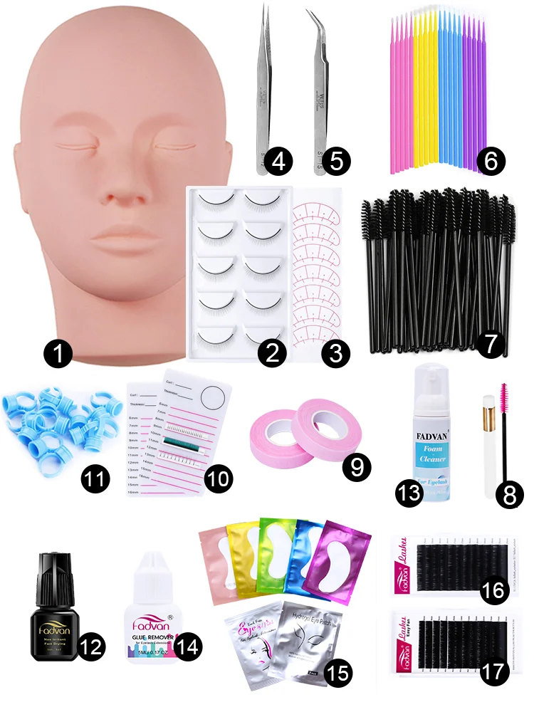 Eyelash Grafting Set Eyelash Extension Makeup Practice Lashkit Dummy