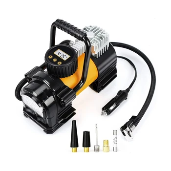 Portable DC12V 150PSI Heavy Duty Double Cylinders Tyre Inflator With Battery Clamp