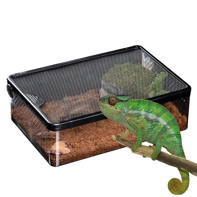Reptile Feeding Box Transparent Amphibian Insect Reptile Breeding Box Ventilated Hatching Container Reptile Terrarium Tank
