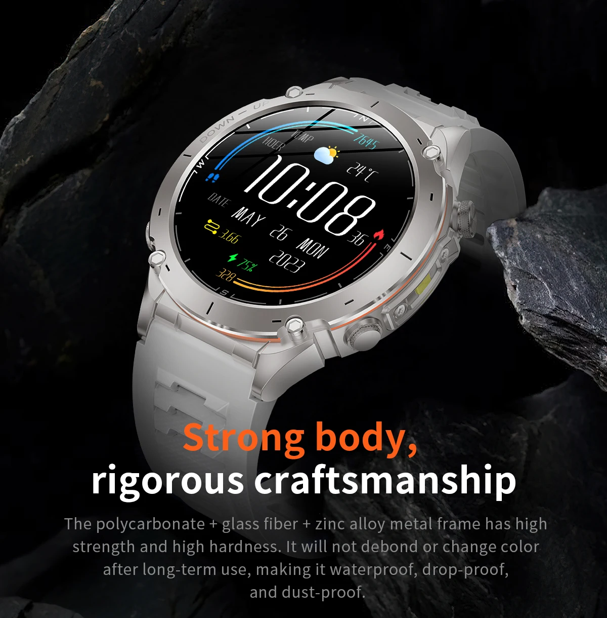 Y101 GPS Outdoor Sports Smart Watch with Flashlight 1.43inch Screen 730mAh Health Monitoring 3ATM Waterproof Men Smartwatch