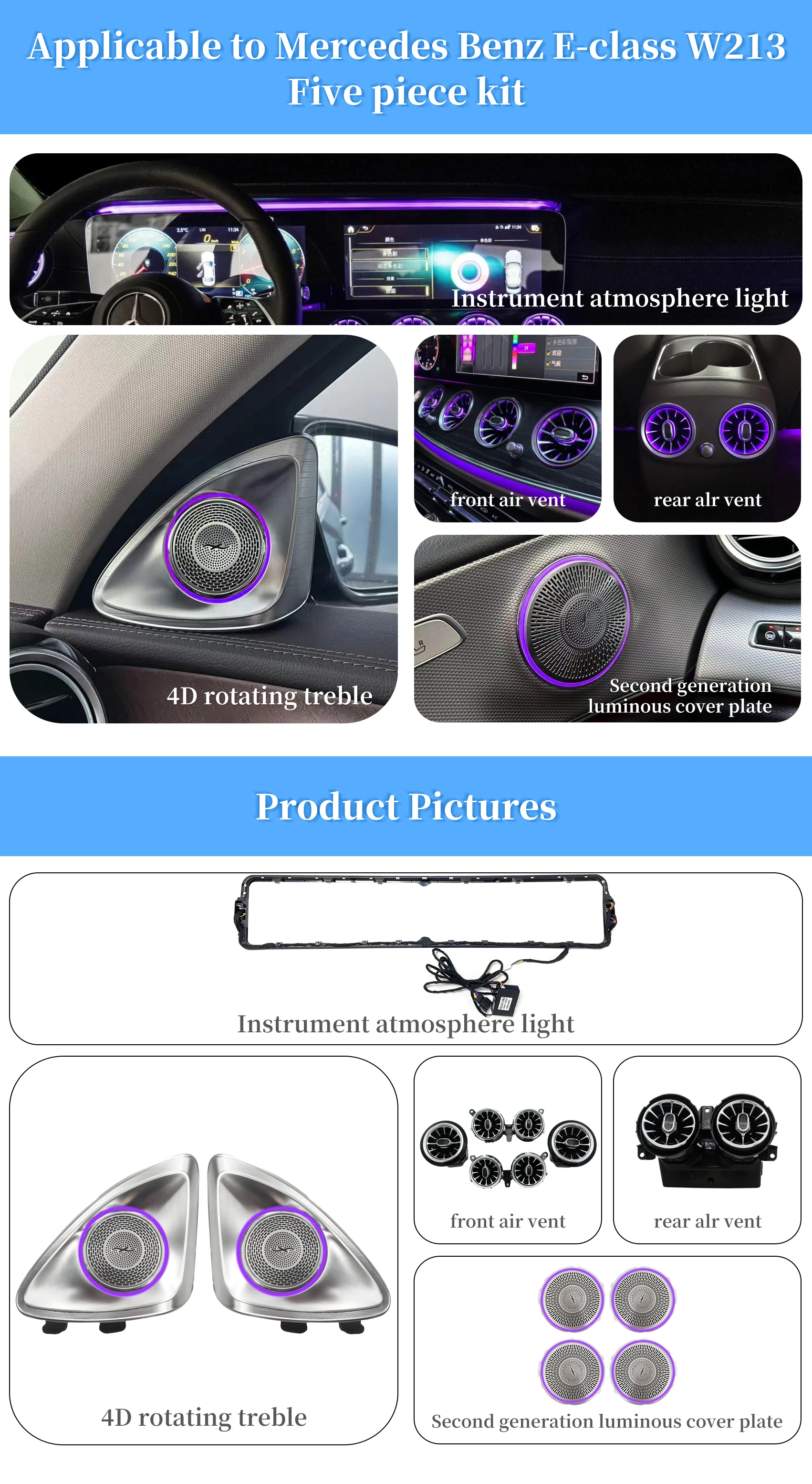 LUXLED.NET Premium CANbus LED Interior Lighting Kit For Mercedes W212, C207, W213 – 14pc 6000K Cool White, 5 Year Warranty