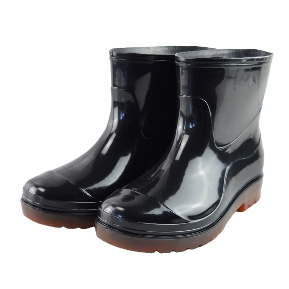 2020 Factory Black Ankle Boot Waterproof Safety Protection Men Rain Boot PVC