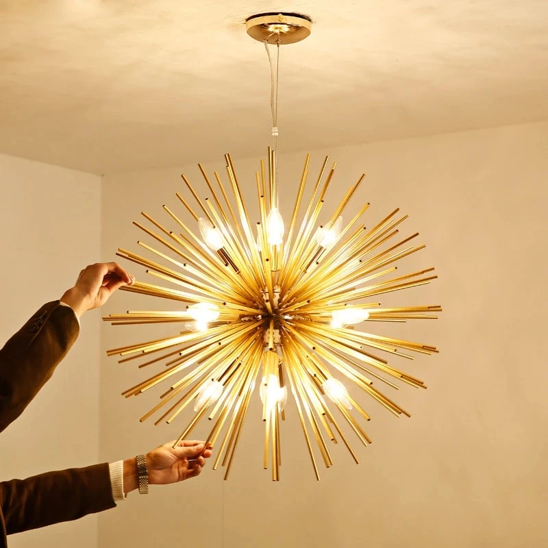 Modern Nordic Spark Ball LED Hanging Lamp Starburst Sputnik Dandelion  Candle Chandelier Pendant Light
