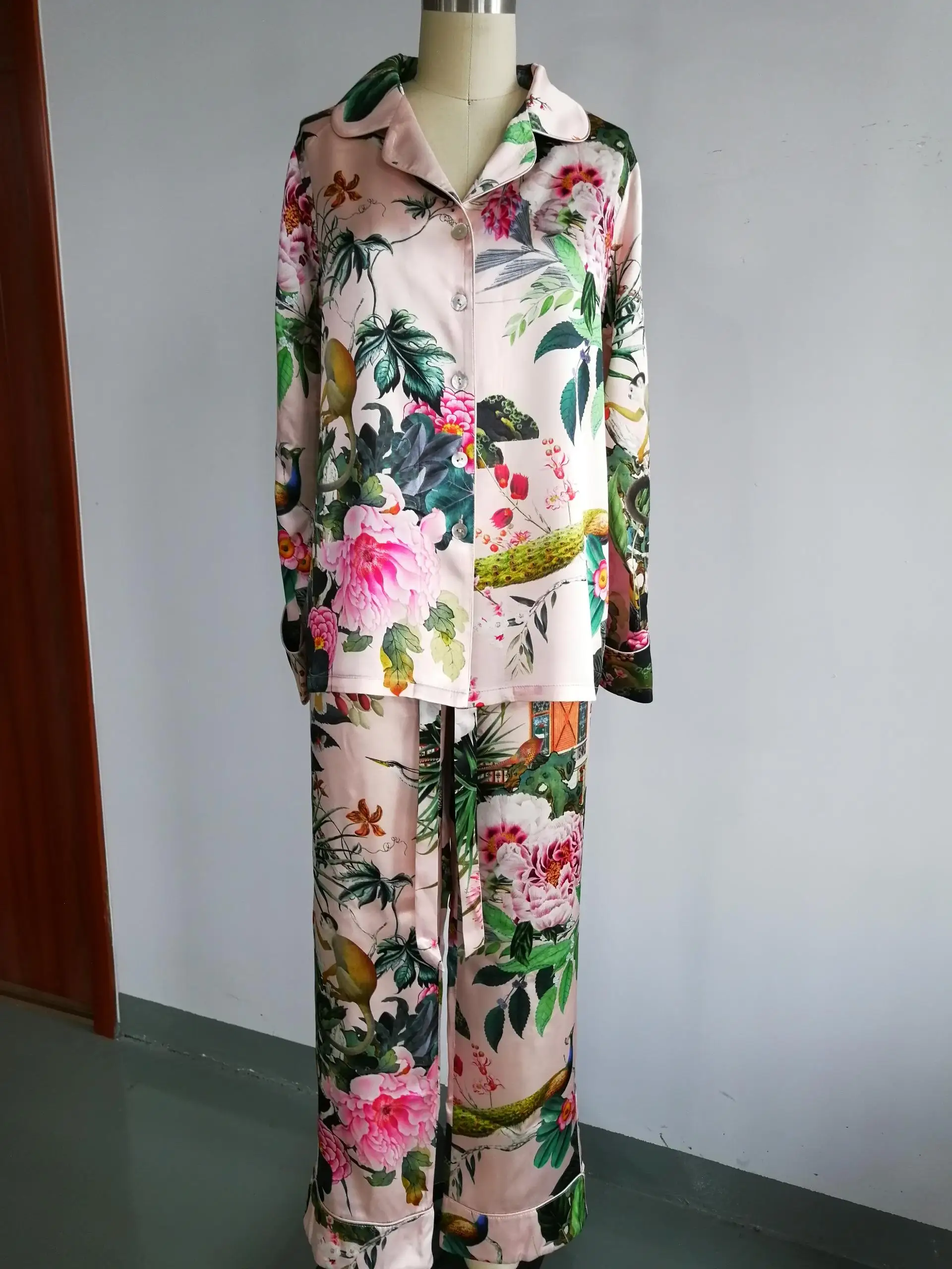 Luxury Pijama Womens Satin Pajamas Set Button down 2 Piece Silk Pj ...