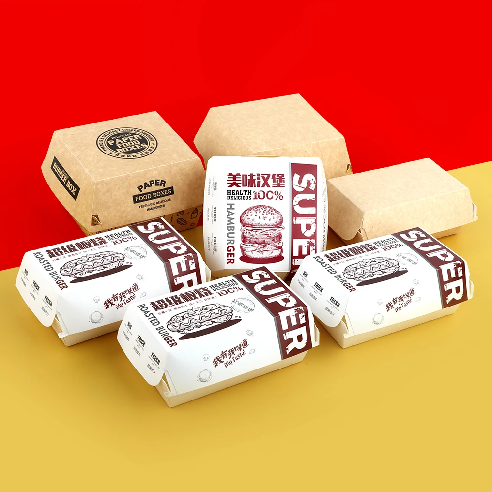 food Black Luxury custom Fried Chicken Corrugated Paper customized Logo For Takeaway Cardboard Burger Boxes Manufacturers
