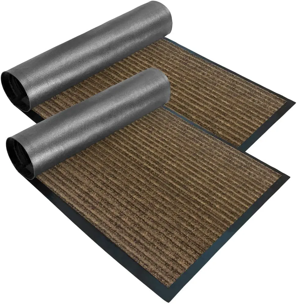 Striped door mat PVC backing