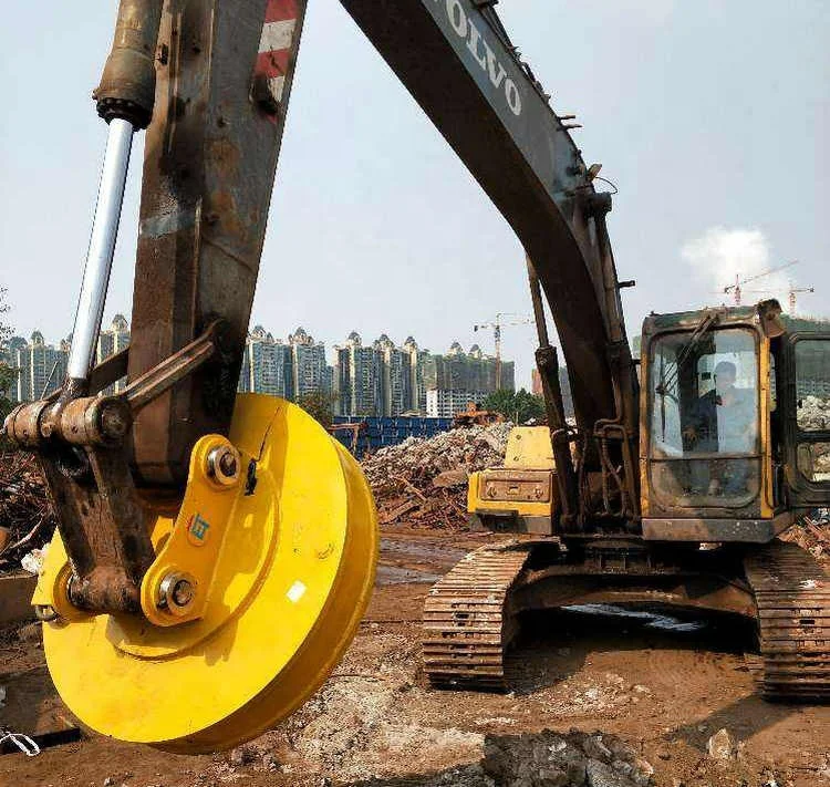 Steel Scrap Handling Excavator Magnet Round Lifting Electromagnet