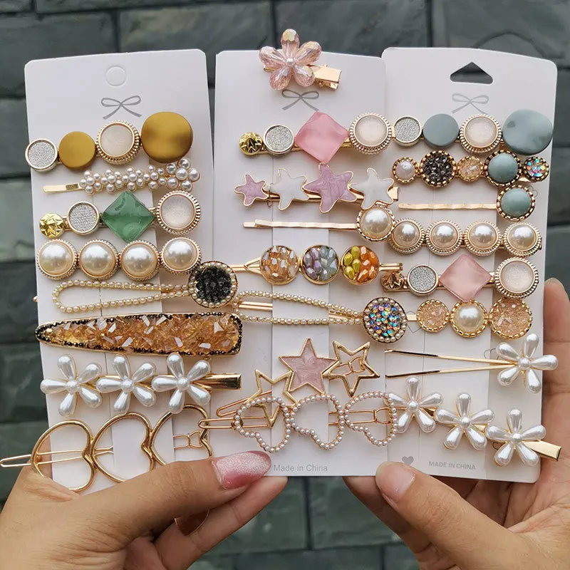 Wholesale Various Styles Korean Fashion Pearls Heart Hair Clips Cristal  Hairpins Set - Buy Hairpin Set,Pearl Hair Clips Set,Hair Clips Set For  Girls Product on 