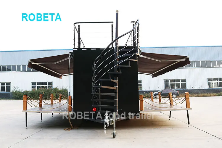 2 Level Food Trailers Fully Equipped Food Cart  Food Truck Two Story Coffee Trailer