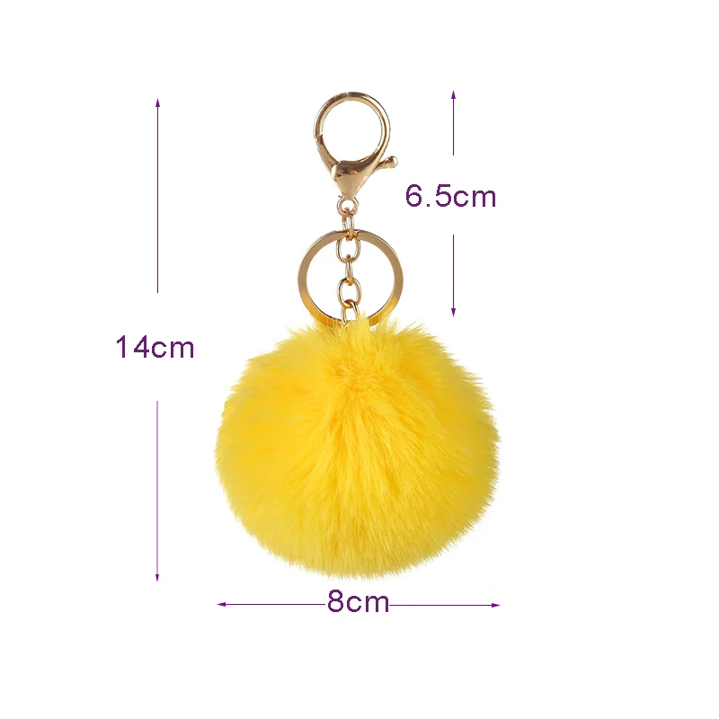 Cityelf Cute Faux Rabbit Fur Ball Pom Pom Keychain Car Key Ring