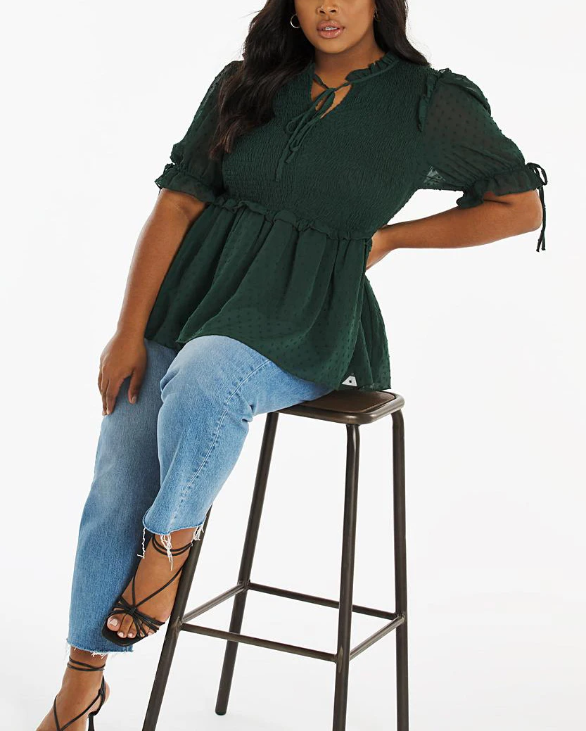 emerald green blouse plus size