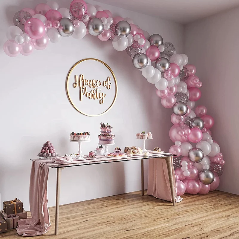 Decoración Para fiesta de cumpleaños de niña, Kit de arco de globo rosa,  Globos de Oro rosa para boda, Día de San Valentín, 11 años, venta al por