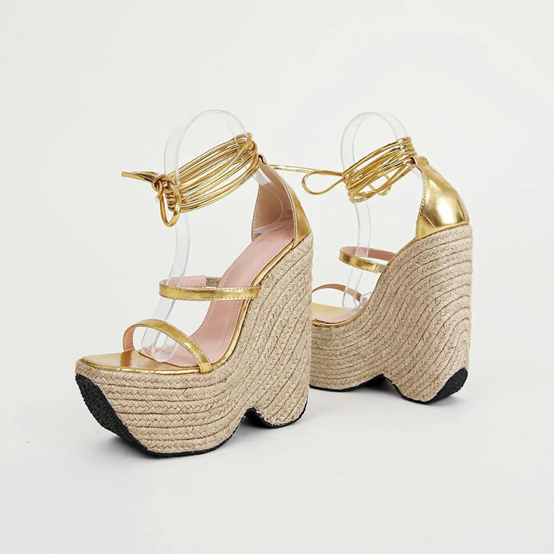 Customizable Triple Strap Sandals by Xinzirain Gold Faux Leather
