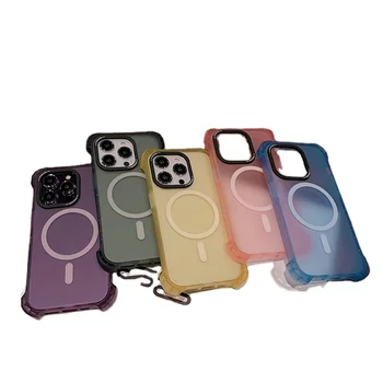 Clear Frosted Matte Magnetic Camera Lens Protector Sizzling Sparkle Back TPU Phone Case for iPhone 15 Pro Max Mobile Phone Cases