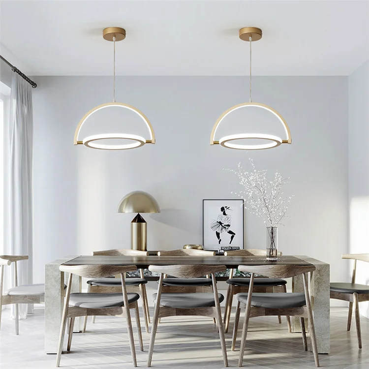 Индивидуальный дизайн, линия, круглая лампа, гостиная, спальня, ресторан, дистанционное управление, 40 Вт, современные золотые светодиодные люстры в скандинавском стиле