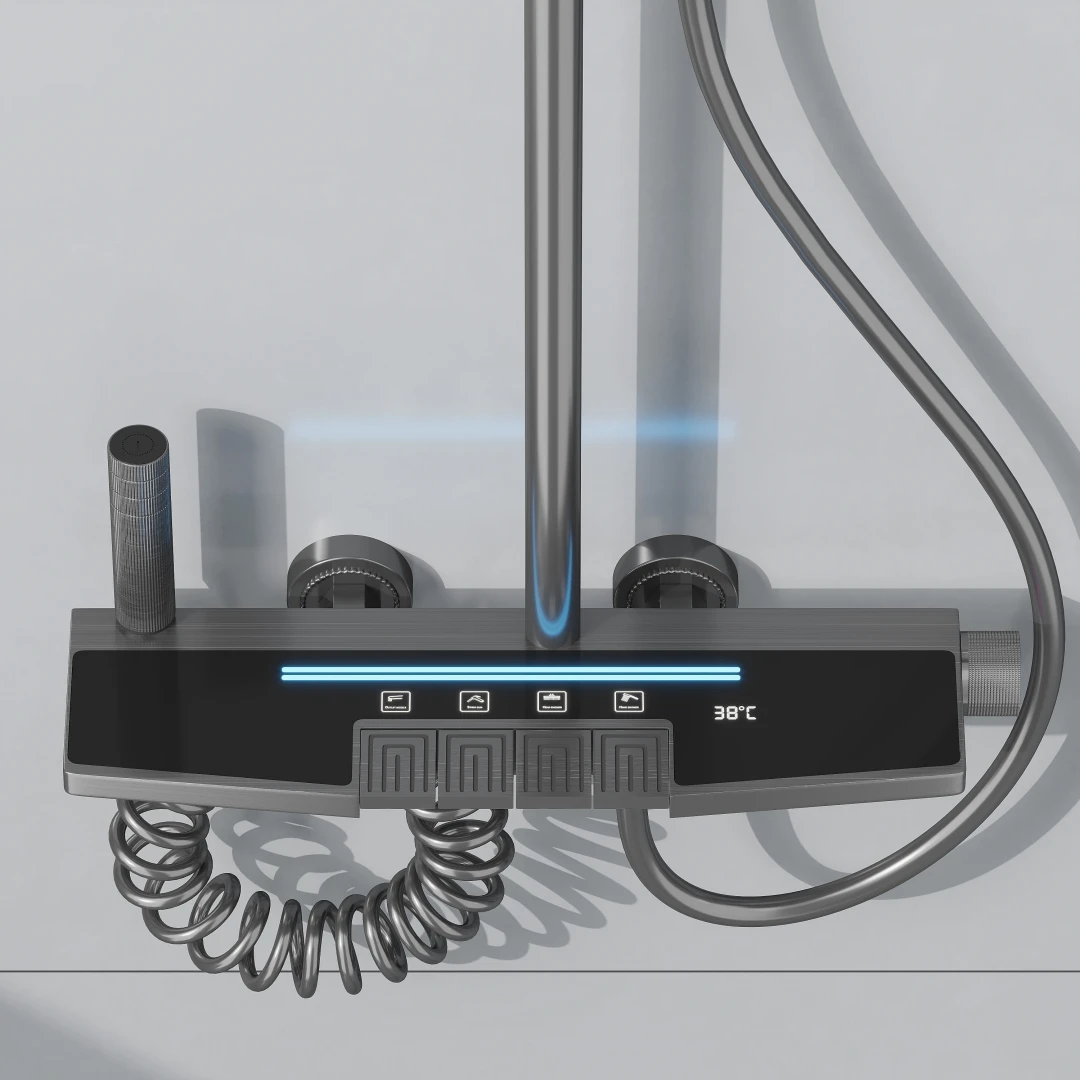 Ares Idealex New Arrival Digital Control Automatic Temperature Bathroom Shower Set Soft Rain Spray Water Tap Mixer System