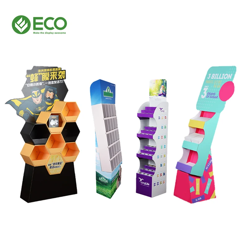 Customized Modern Cardboard Display Stand Rack for Lubricant Engine Oil Lube Oil Display Rack