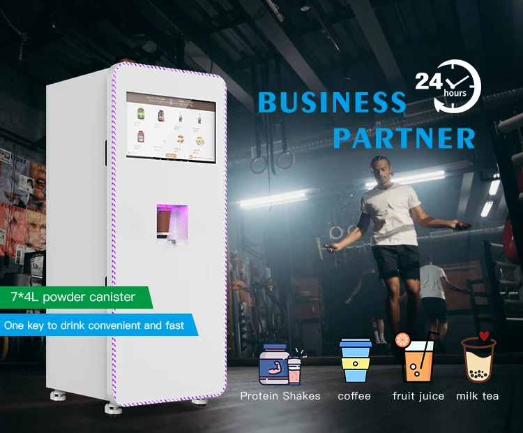 Automat do kawy GS z automatem do napojów energetycznych SDK i koktajlami proteinowymi do użytku w siłowni