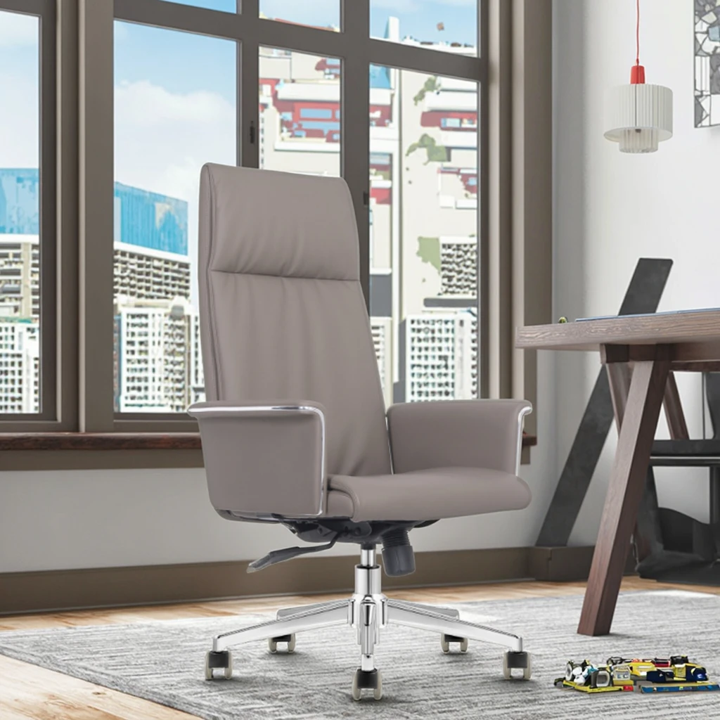 Budget PU Leather Task Chair Mechanical Tilt Lock Steel Base Chrome Gas Lift Affordable Seating 2