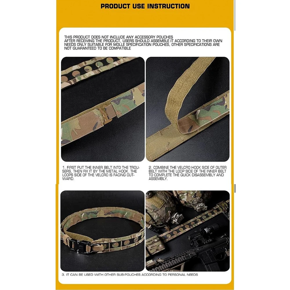 Hot Selling Adjustable Sports Training Lightweight Tactical Belts Men Quick Release Buckle Molle Outer Belt