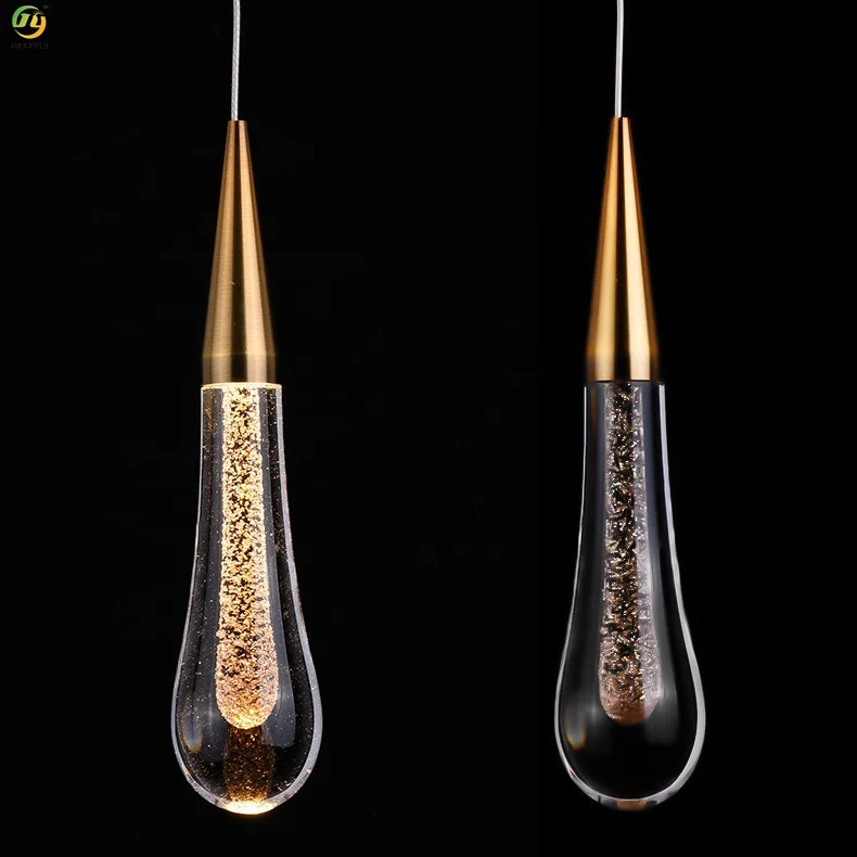 Contemporary Modern Crystal Pendant Light Custom Bedroom Living Room Villa Hotel Lobby Staircase Water Drop Style Bulb Light