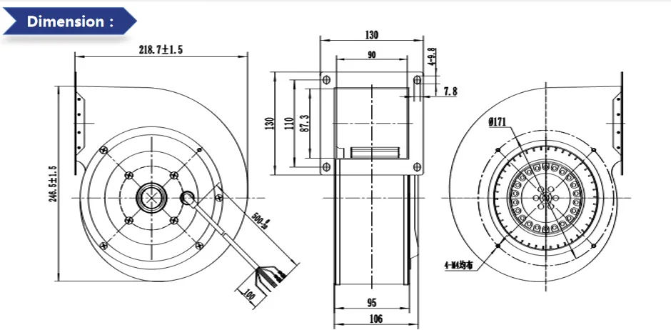 Industrial Centrifugal Exhaust Fan, 160-62mmHigh, 230 V - detail 10