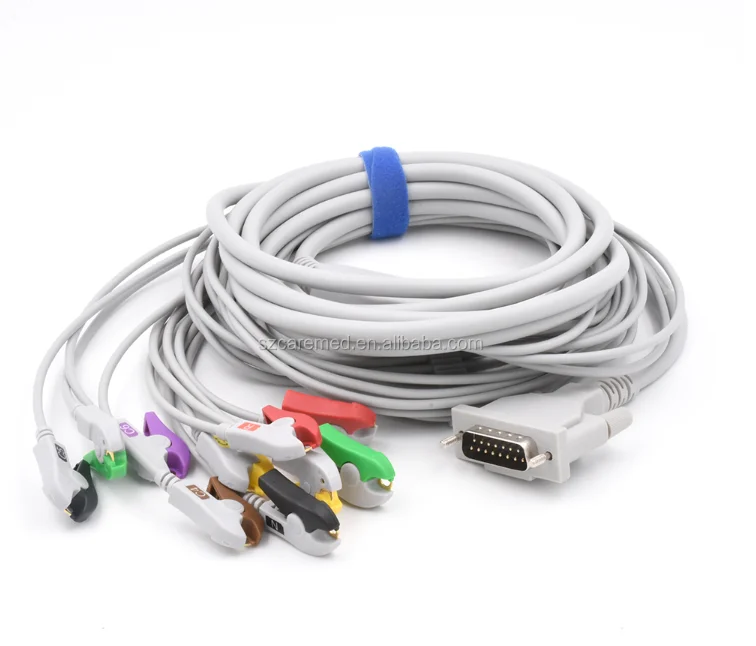 product schillerr 15pin 10 lead clip iec direct connect ekg cable with tpu material for at2 plus at4 ecg disinfecting type eos676-16