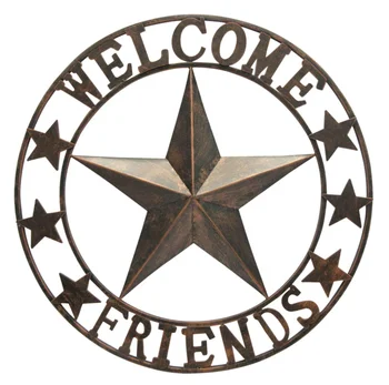 24 Inch 3D Metal Welcome Friends hanger Wall Art With Star