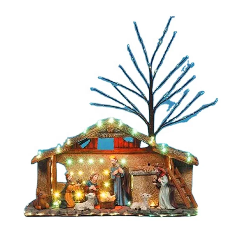 Crèche De Noël 10 Pièces En Résine - Figurines Nativité Jésus, Ornements Naissance Du Christ, Décoration Festive