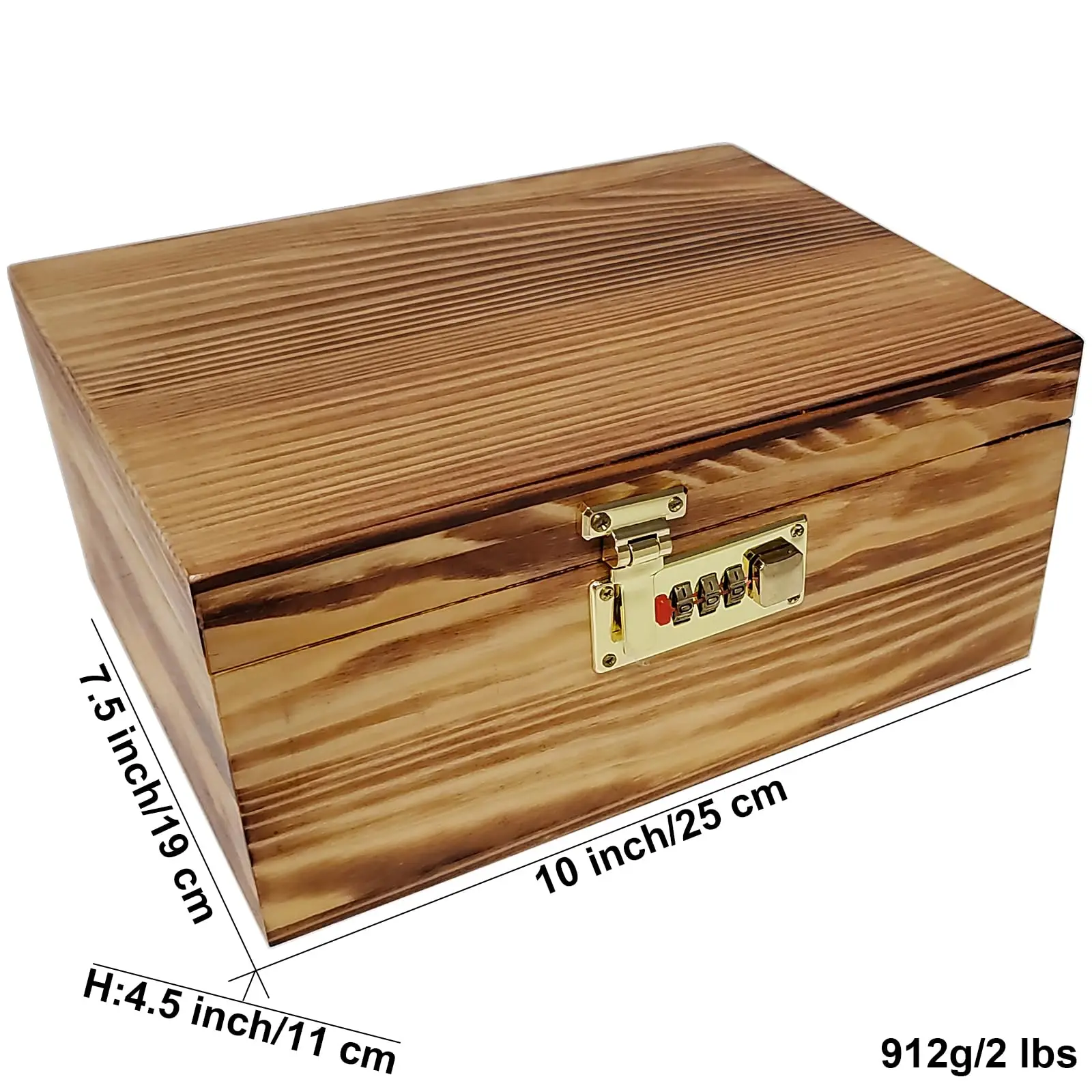 Acacia Wood Storage Box with Combination Lock - Decorative Home Organizer & Ideal Gift Choice
